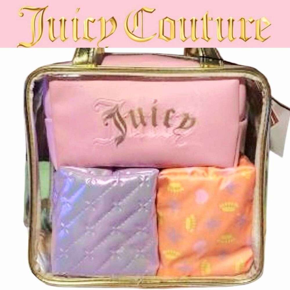 Juicy Couture Iridescent & JC Logo 3-PC Nested Cosmetic Bags